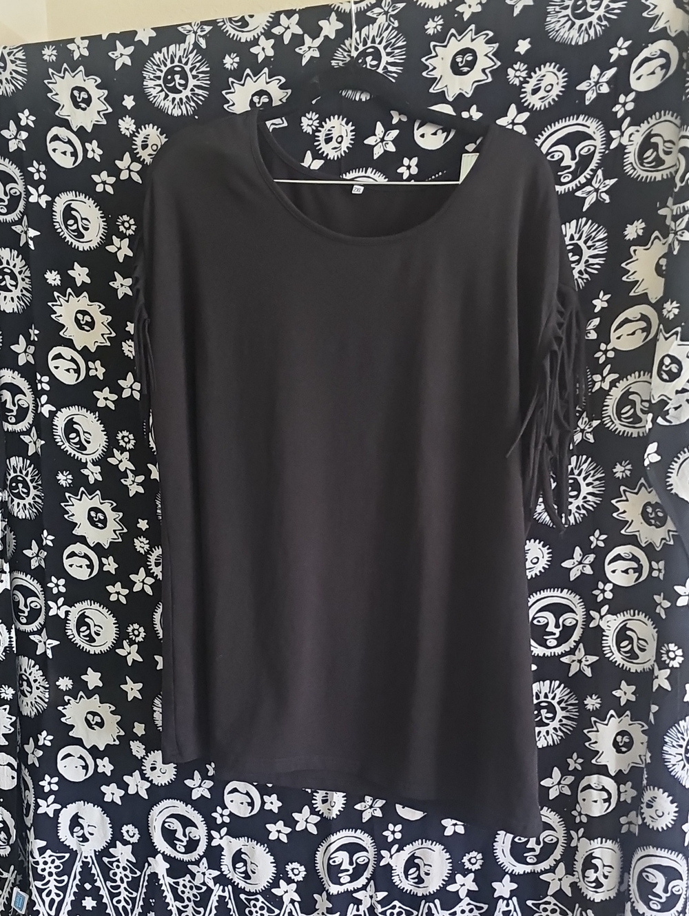 Women’s Black Fringe Sleeve Top